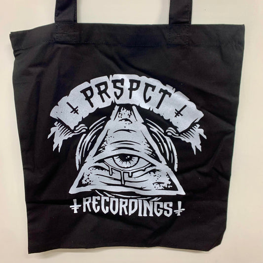 ALL SEEING EYE - SILVER ON BLACK TOTE BAG